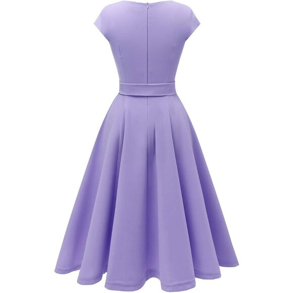 Dresstells Women's Lavender Modest Vintage Cocktail Formal Party Dresses - Picture 5 of 7